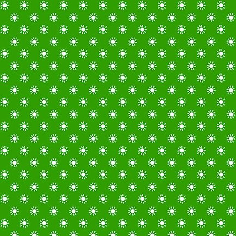 Stof Fabrics 4512-330 Colour Fun Little Suns Green Cotton Fabric By The Yard