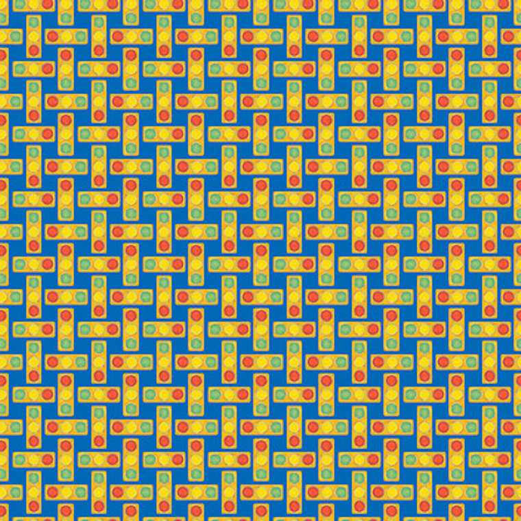 Blank Quilting 9841-44 Going Places Traffic Light Geo Yellow Cotton Fabric by The Yard