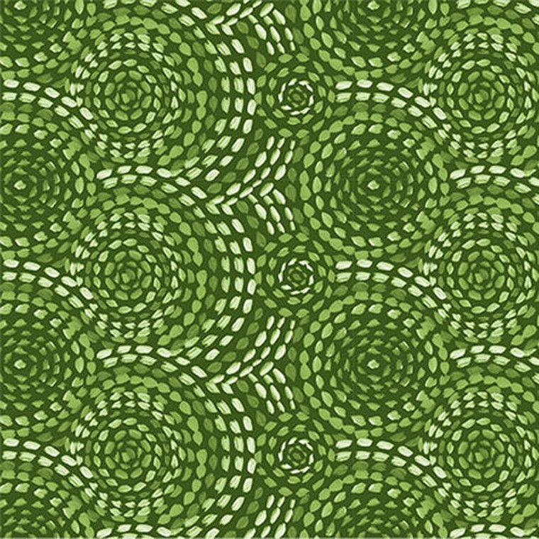 Blank Quilting 9750-66 Gypsy Dreams Stitched Circles Green Cotton Fabric by The Yard