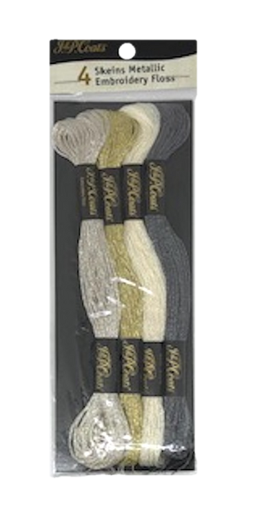 Coats C11V4.0011 Metallic Embroidery Floss Pack of 4 Skeins