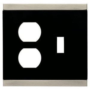 135760 Black  & Satin Nickel Single Switch Single Duplex Cover Plate