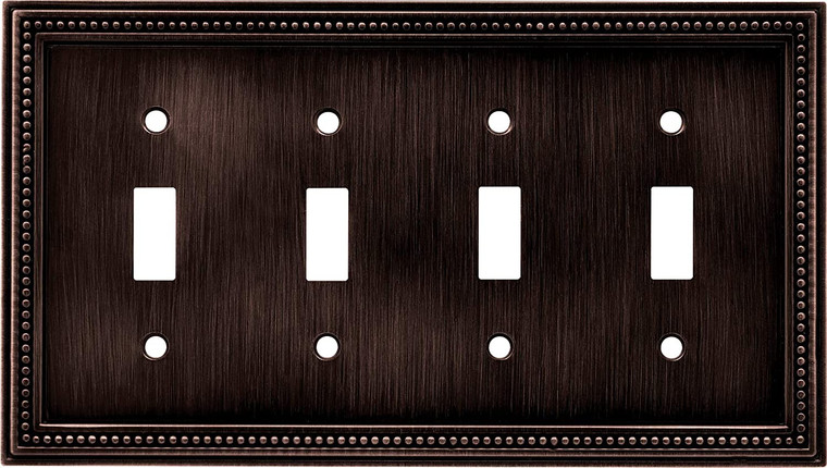 Brainerd 64404 Beaded Venetian Bronze Quad Switch Wall Plate Cover