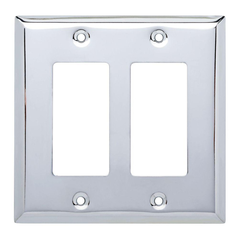Brainerd W10229-PC Chrome Stamped Double GFCI Wall Cover Plate
