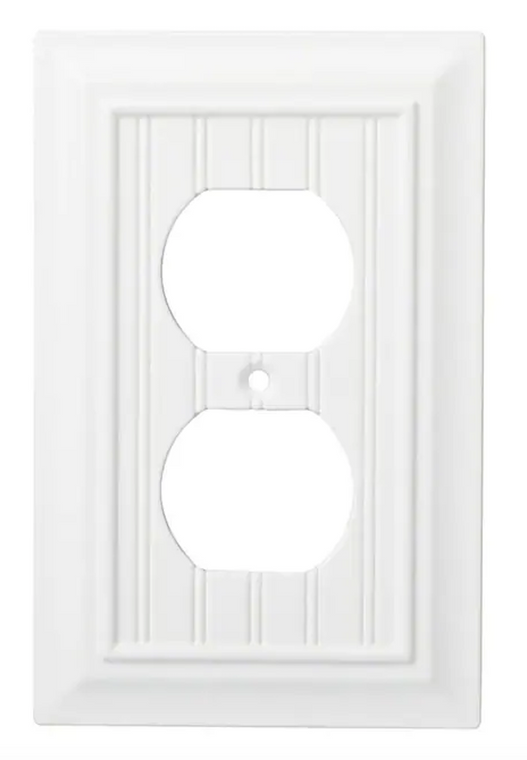 Brainerd W37231-PW Pure White Beadboard Single Duplex Wall Cover Plate