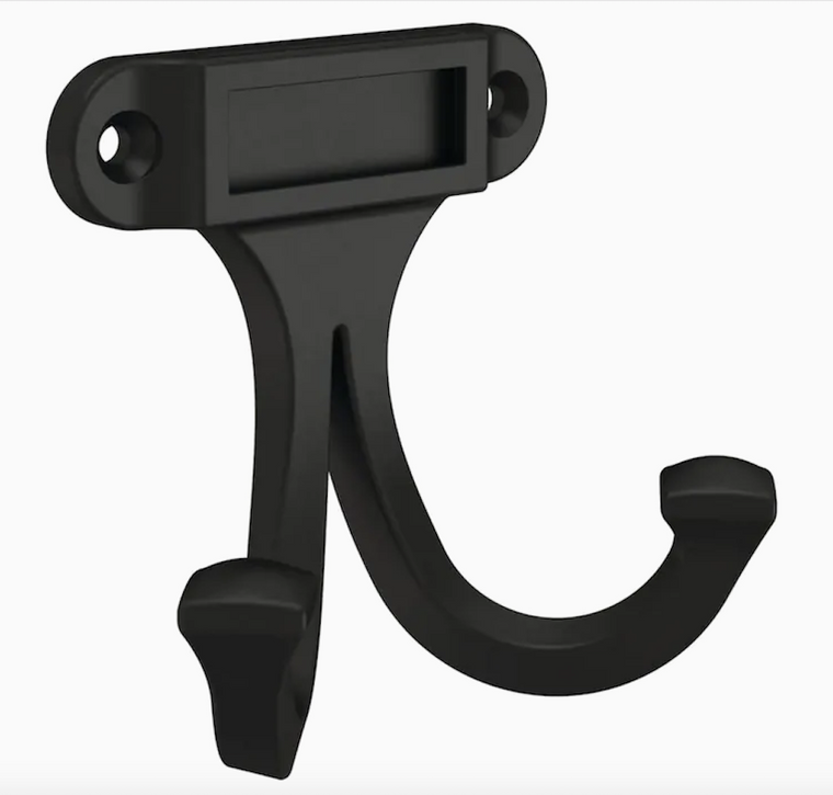 Brainerd B42292J-FB Flat Black 3 1/5" Label Double Prong Hook