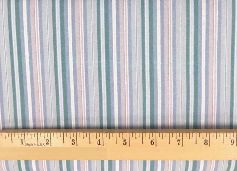 Stof of France Belle Epoque Stripe Teal Cotton Quilting Fabric By The Yard
