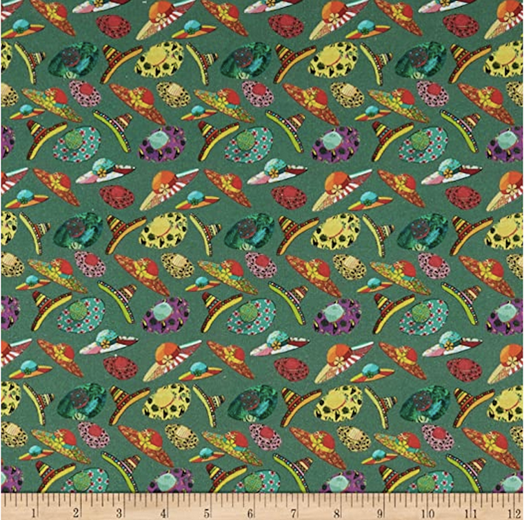 Stof of France Plage Beach Hats Green Cotton Quilting Fabric By The Yard Stof of France Plage Beach Hats Green Cotton Quilting Fabric By The Yard