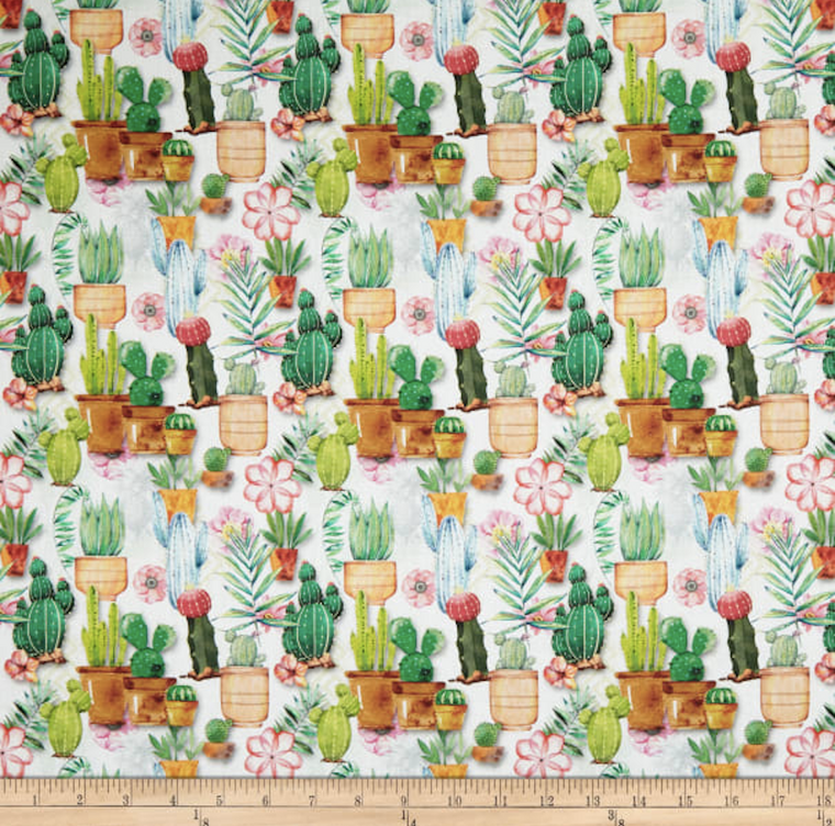 Stof of France Valley Cacti Vert Green Cotton Quilting Fabric By The Yard Stof of France Valley Cacti Vert Green Cotton Quilting Fabric By The Yard