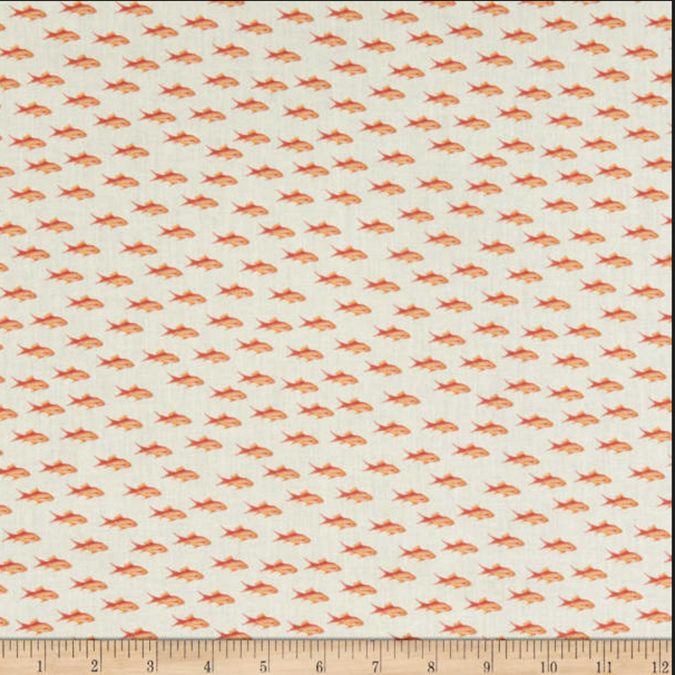 Stof of France Flot Fish Orange Cotton Quilting Fabric By The Yard Stof of France Flot Fish Orange Cotton Quilting Fabric By The Yard