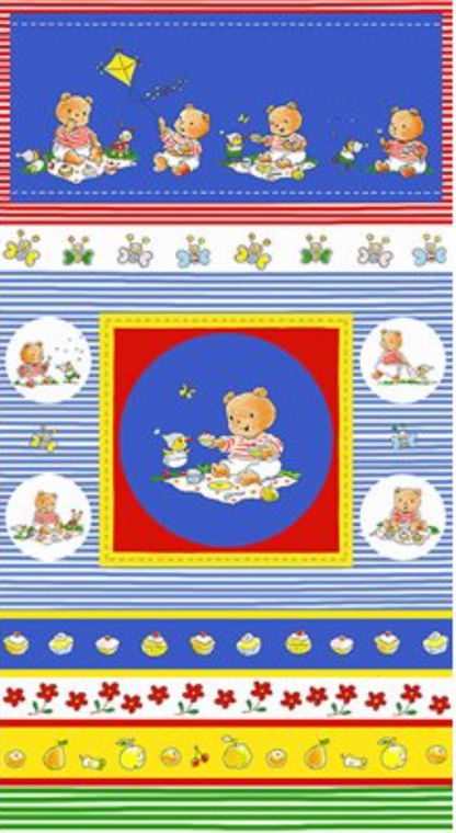 Stof Bobbi's Picknic 4503-353 Blue Cotton Fabric By The Yard