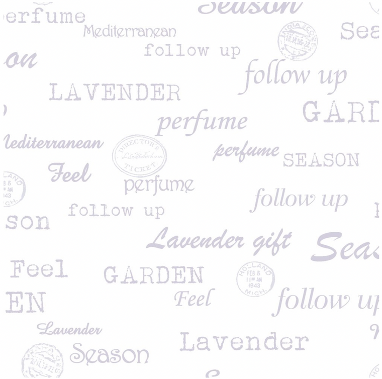 Stof Lavender Story 4500-455 Garden Words White Cotton Fabric By The Yard