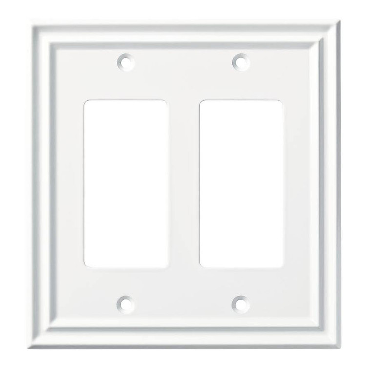 Brainerd W36560-PW Traditional Double GFCI Decora Pure White Wall Plate Cover