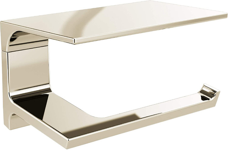 Delta 7995-PN Pivotal Bath Toilet Paper Holder w/ Shelf Polished Nickel Finish