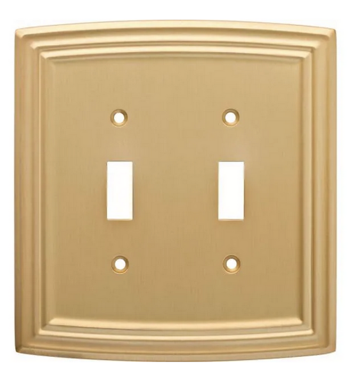 Liberty W36399-117 Classical Emery Double Switch Brushed Brass Cover Plate