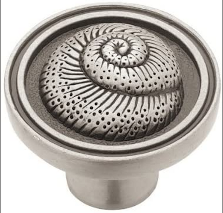 PBF660-BSP 1 3/8" Seaside Nautilus Shell Cabinet Knob Brushed Satin Pewter PBF660-BSP 1 3/8" Seaside Nautilus Shell Cabinet Knob Brushed Satin Pewter