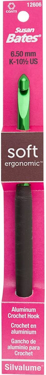 Susan Bates Silvalume Soft Handle Size K- 10 1/2 6.5.mm Crochet Hook