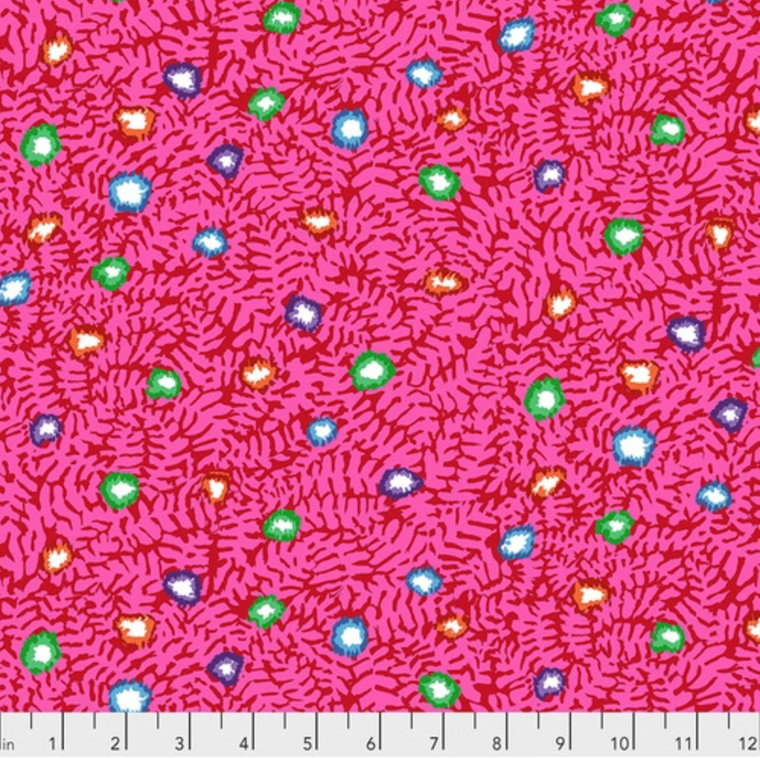 Free Spirit Kaffe Fassett PWGP184 Moss Flower Pink Cotton Quilting Fabric by Yd