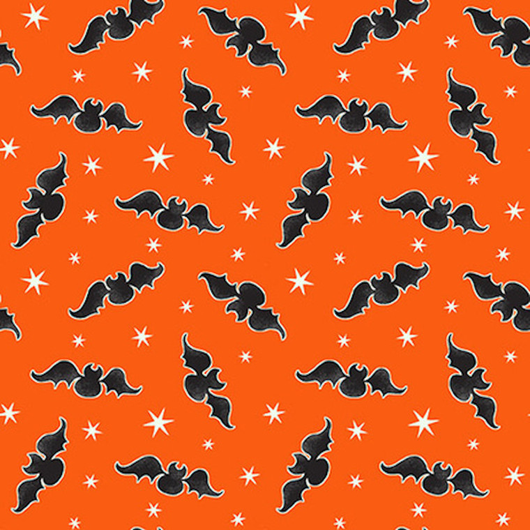 Henry Glass Here We Glow Halloween Tossed Bats Cotton Fabric By The Yard