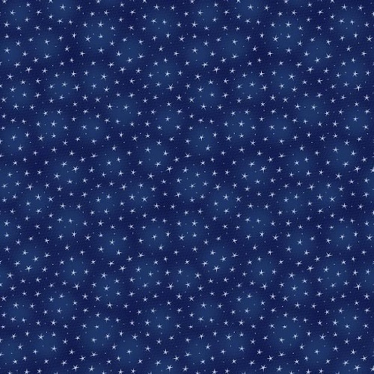 Blank Quilting Starlet 6383 Small Stars Navy Cotton Fabric By The Yard