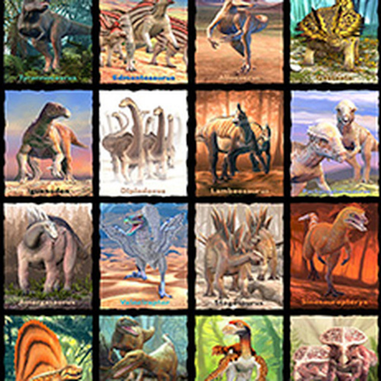 Blank Quilting Tyranno-Chorus Dinosaur Blocks Cotton Fabric By The Yard