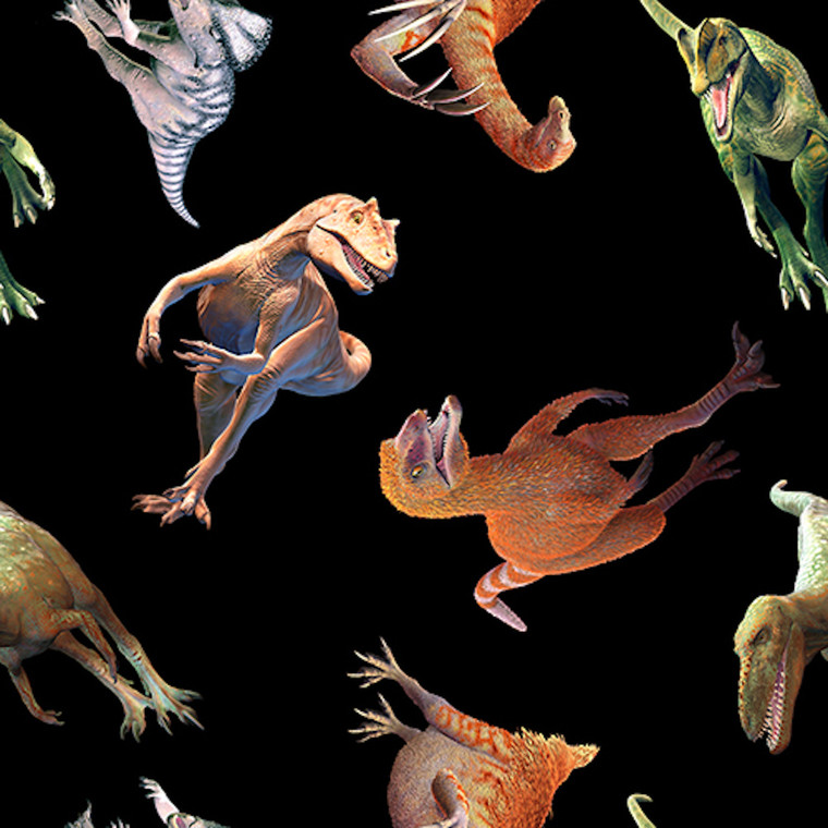 Blank Quilting Tyranno-Chorus Tossed Dinosaur Cotton Fabric By The Yard