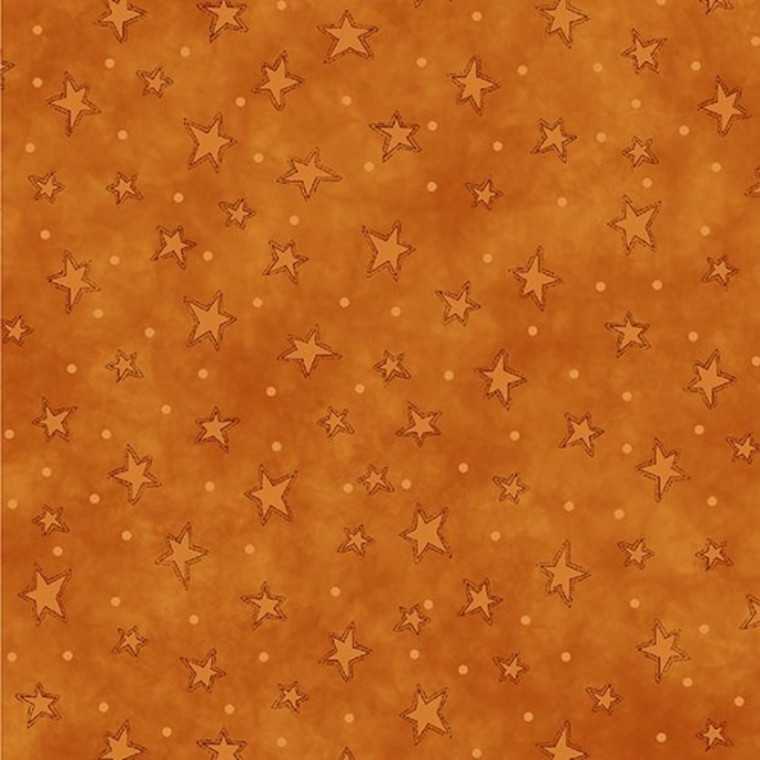 Henry Glass Starry Basics Stars Orange Cotton Fabric By The Yard