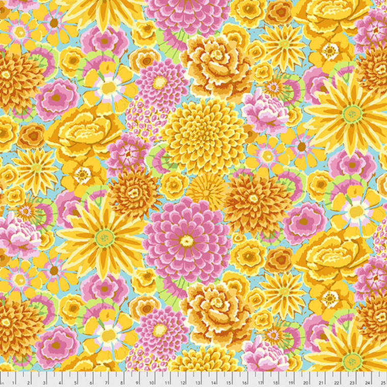 Free Spirit Kaffe Fassett PWG172 Enchanted Yellow Cotton Quilting Fabric by Yd
