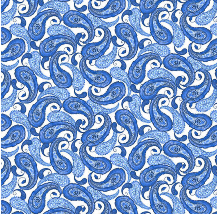 Blank Quilting Blue Jubilee Paisley Med Blue Cotton Fabric By The Yard