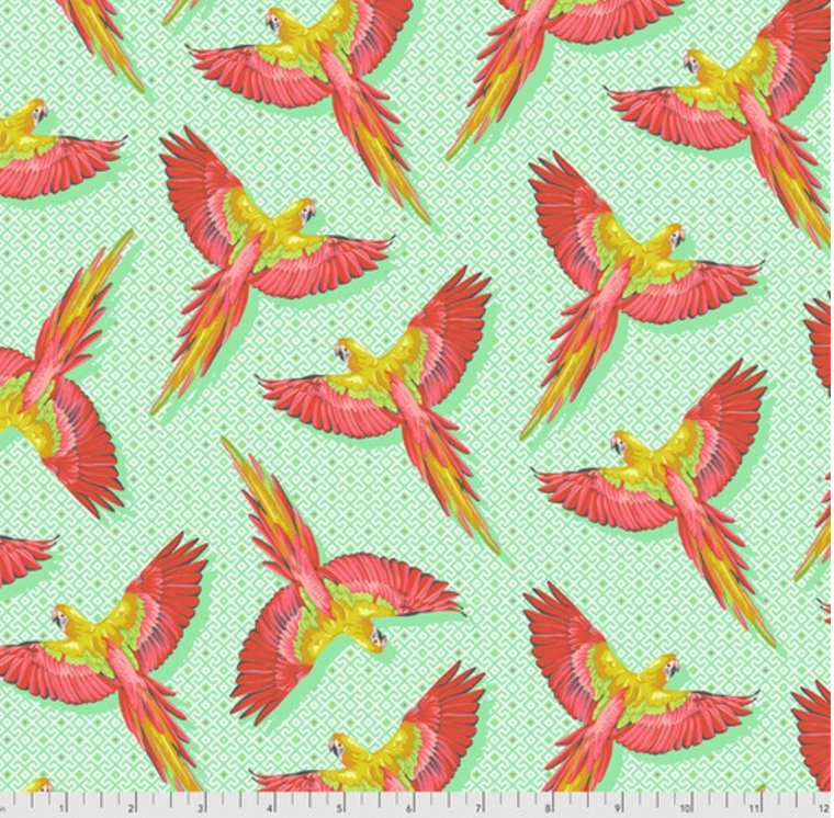 Free Spirit Tula Pink PWTP170 Daydreamer Macaw Ya Later Mango Cotton Fabric By Yd