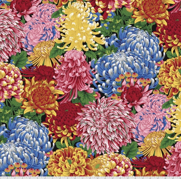 Free Spirit Philip Jacobs PWPJ107 Hokusai's Mums Natural Cotton Fabric by Yd
