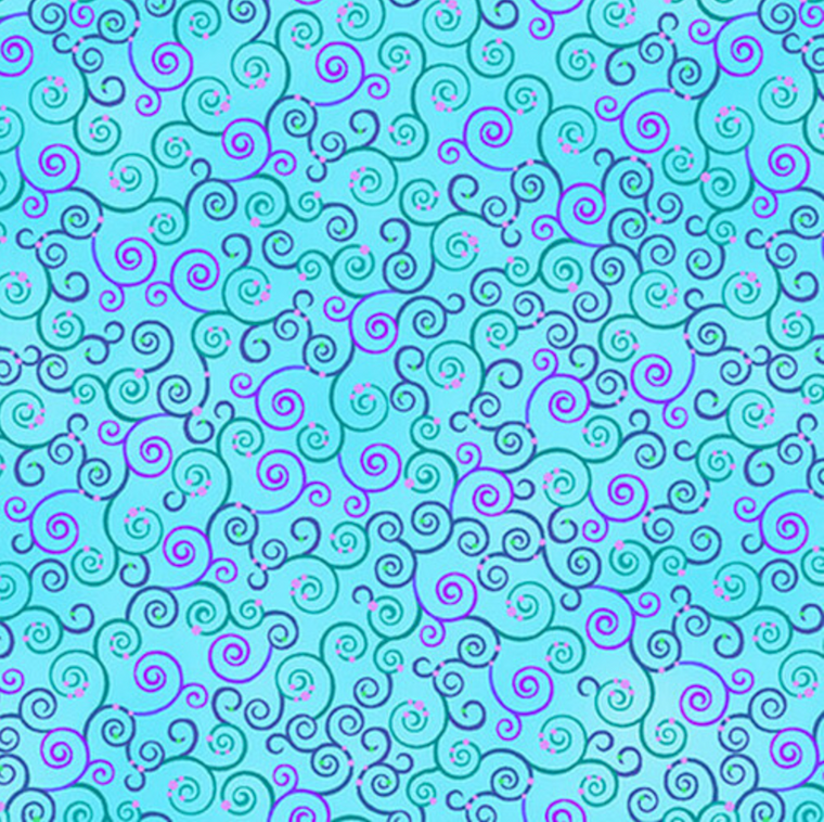 Studio E Blooming Paisley Scroll Sky Cotton Fabric By Yard