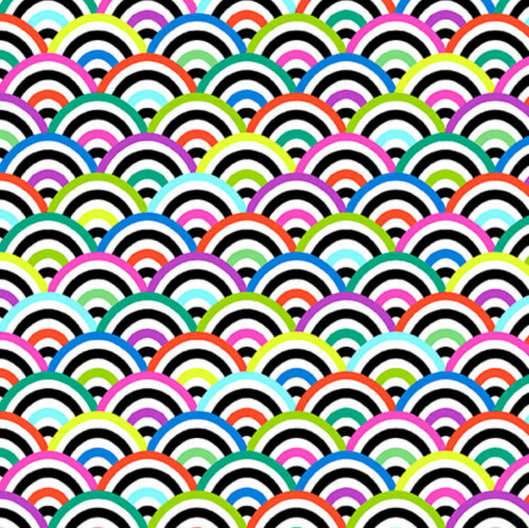 Studio E Black & White w/ A Touch of Bright Rainbow Cotton Fabric By Yard