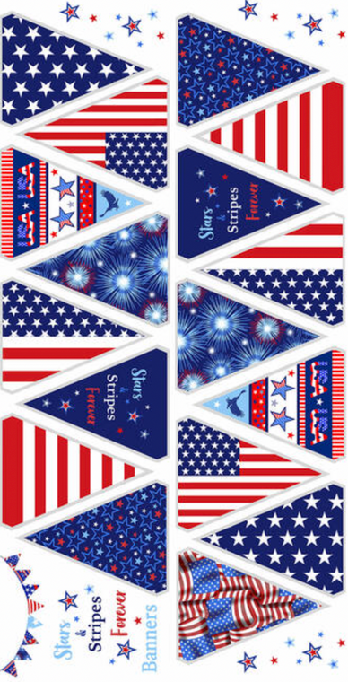 Studio E Stars & Stripes 24"x44" Banner Panel Cotton Fabric by The Yard Studio E Stars & Stripes 24"x44" Banner Panel Cotton Fabric by The Yard