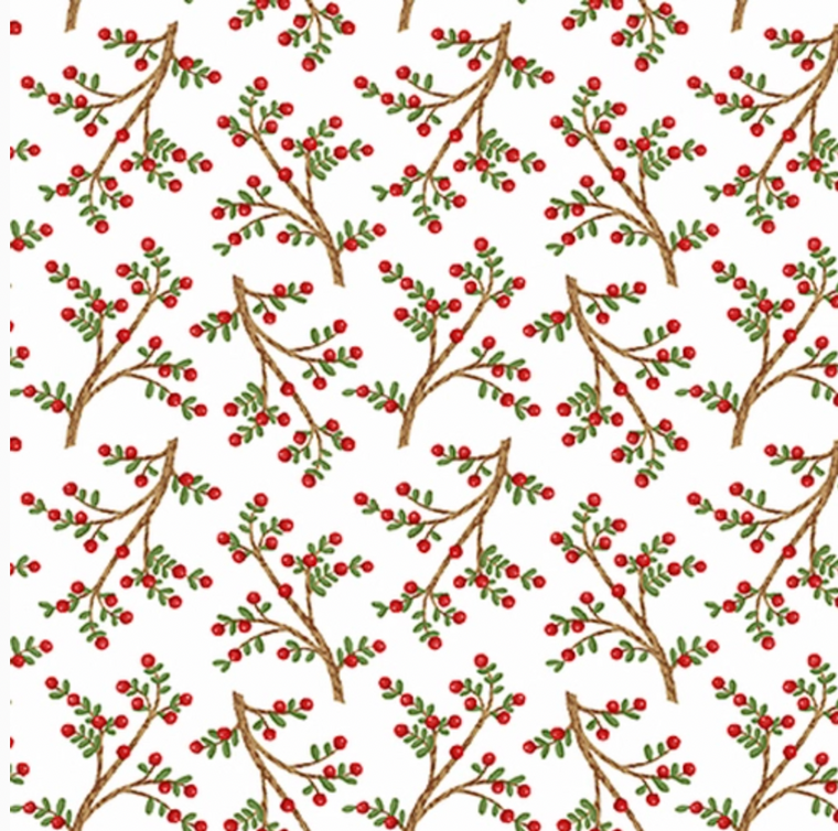 Studio E Snow Place Like Home Tossed Sprigs White Cotton Fabric By Yard