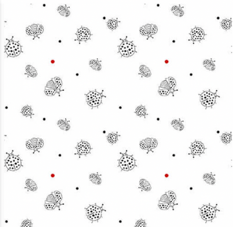 Blank Quilting Lower the Volume Lady Bug's White Cotton Fabric By The Yard