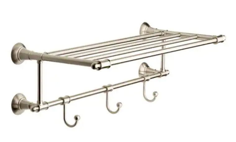 Delta HEXTN32-BN 24" Train Towel Rack w/ 3 Hooks Brushed Nickel Finish