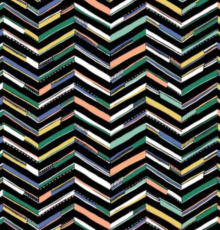 Blend Textiles Katy Tanis Lion & Tigers Painted Chevron Black Cotton Fabric By The Yard Blend Textiles Katy Tanis Lion & Tigers Painted Chevron Black Cotton Fabric By The Yard