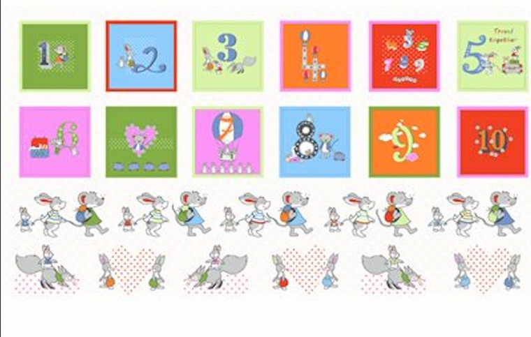 Stof Fabrics Count of Me Counting Friends White Cotton Fabric By The Yard Stof Fabrics Count of Me Counting Friends White Cotton Fabric By The Yard