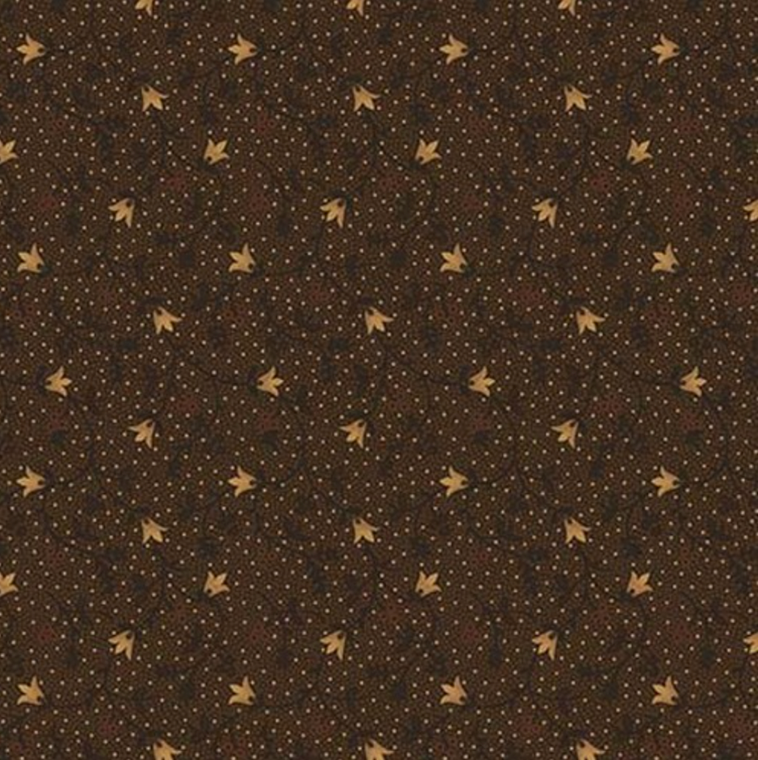 Henry Glass Right as Rain Tulip Vines Chocolate Cotton Fabric By The Yard