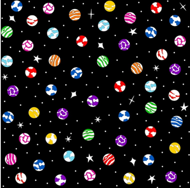 Blank Quilting Amazing Aliens Planet Dots Black Cotton Fabric By The Yard Blank Quilting Amazing Aliens Planet Dots Black Cotton Fabric By The Yard