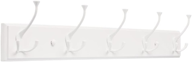 Franklin Brass 26.5" 5 Hook Coat/Hat Rail White w/ Flared White Hooks Franklin Brass 26.5" 5 Hook Coat/Hat Rail White w/ Flared White Hooks