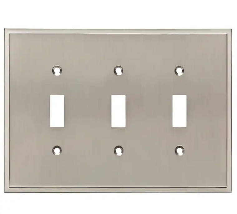 Brainerd W35318-SN Satin Nickel Simple Step Triple Switch Wall Plate Cover
