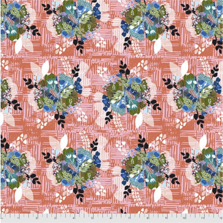 Kelli May-Krenz Boho Blooms Scatter Bouquets Pink Fabric By The Yard