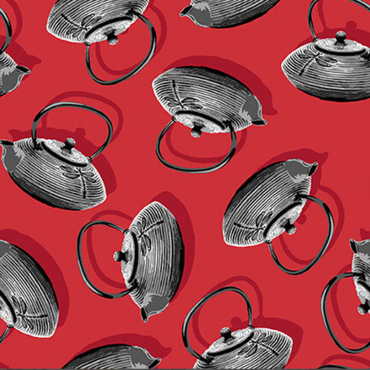 Blank Quilting Soho Sushi Tea Pots Red Fabric By The Yard
