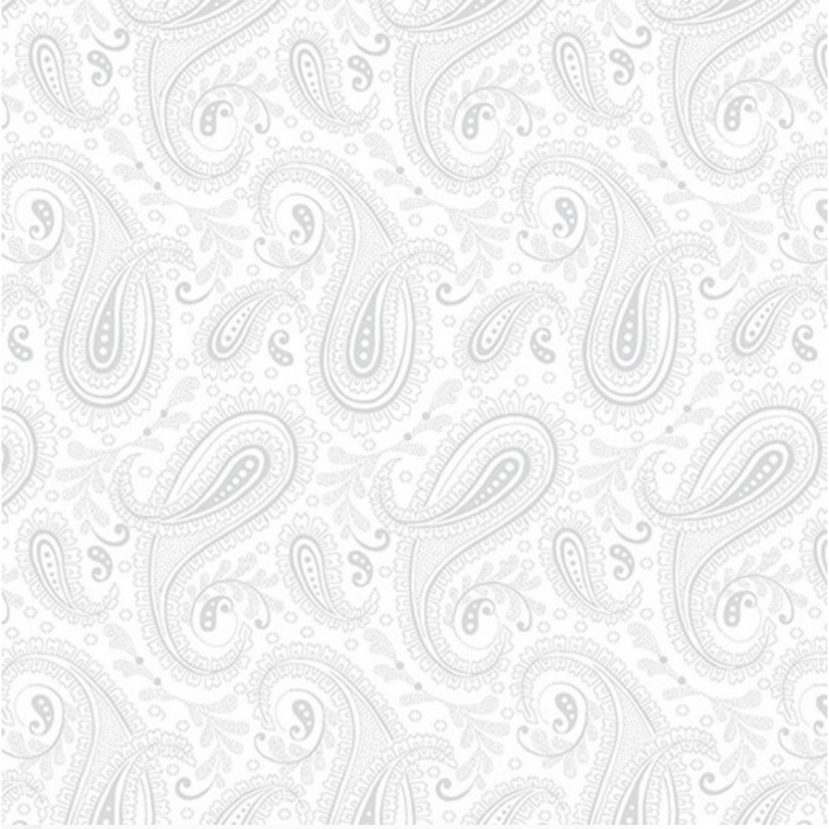 Studio E 108" Quilt Back Touch of White Paisley Fabric By Yd