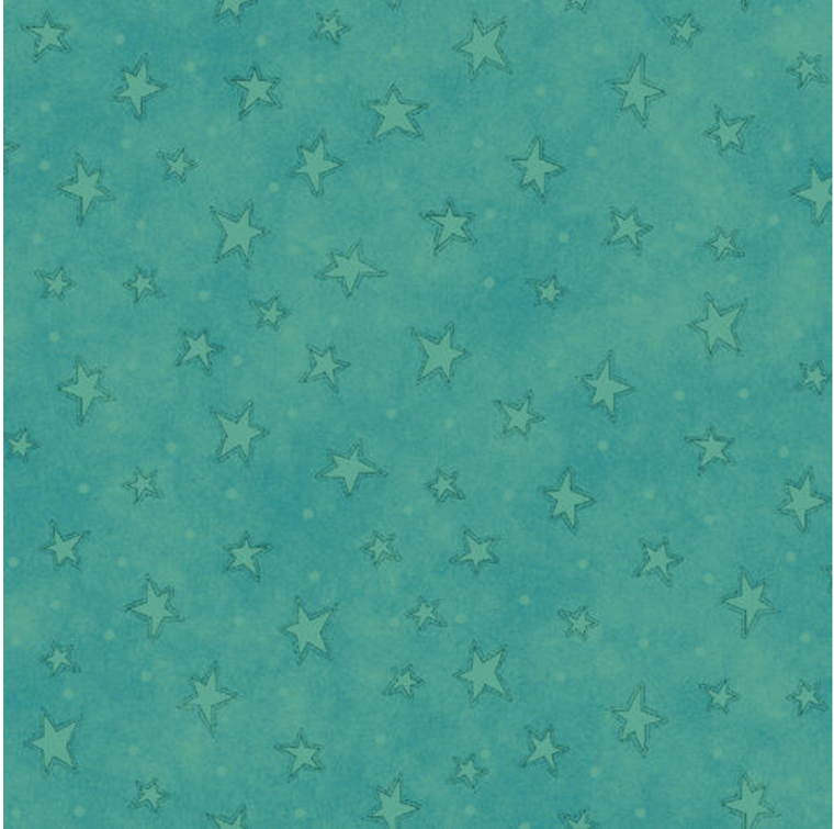 Henry Glass Starry Basics Stars Teal Cotton Fabric By The Yard