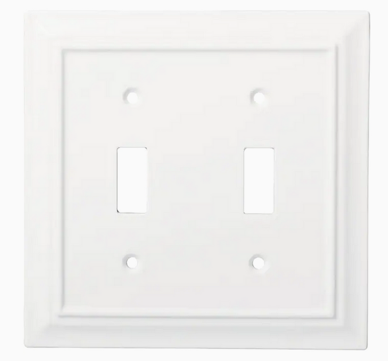 Hampton Bay W31561C-W White Architect Double Switch Wall Plate Cover Hampton Bay W31561C-W White Architect Double Switch Wall Plate Cover