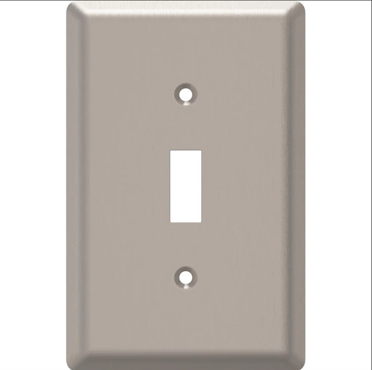 Style Selections W45063-SN Satin Nickel Simple Square Single Switch Wall Plate Cover