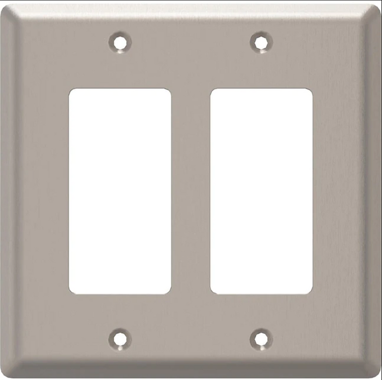 Style Selections W45071-SN Satin Nickel Simple Square Double GFCI Wall Plate