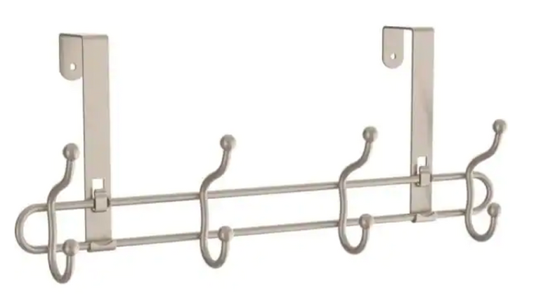 Home Decorators 16" Over the Door 4 Hook Rail Satin Nickel